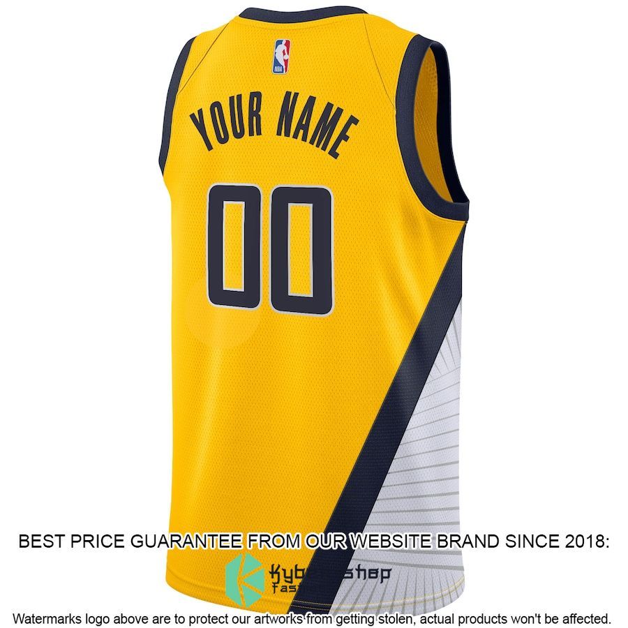 Indiana Pacers Nike 2019-20 Custom Yellow Basketball Jersey 3 Indiana Pacers Nike 2019-20 Custom Yellow Basketball Jersey word1