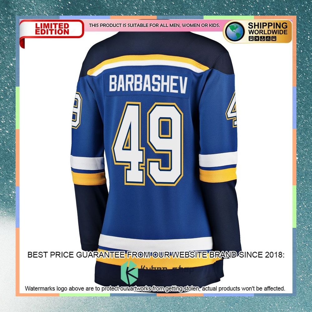 Ivan Barbashev St. Louis Blues Women's Blue Hockey Jersey 7 Ivan Barbashev St. Louis Blues Women's Blue Hockey Jersey word2