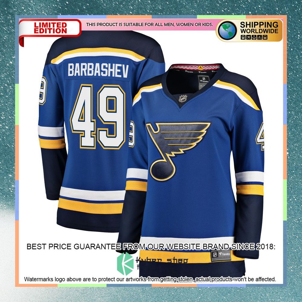 Ivan Barbashev St. Louis Blues Women's Blue Hockey Jersey 8 Ivan Barbashev St. Louis Blues Women's Blue Hockey Jersey word2
