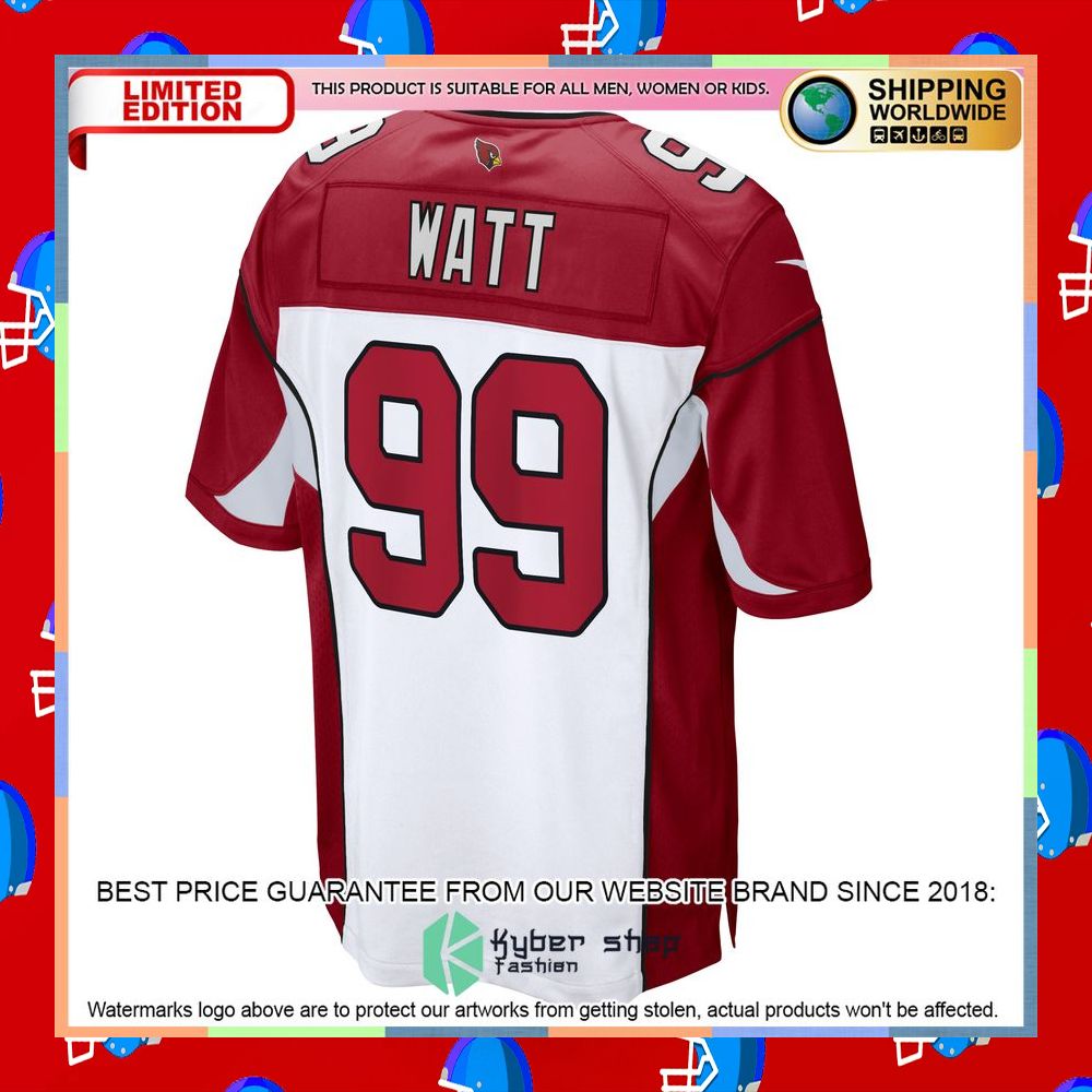 J.J. Watt Arizona Cardinals White Football Jersey 9 J.J. Watt Arizona Cardinals White Football Jersey word1