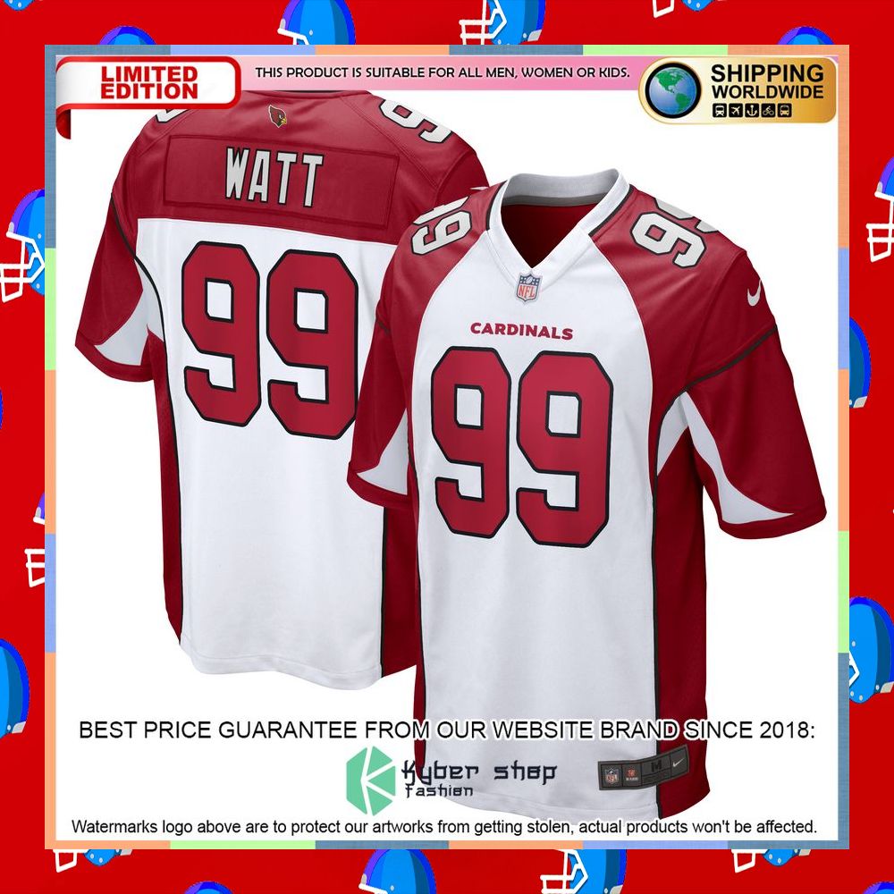J.J. Watt Arizona Cardinals White Football Jersey 10 J.J. Watt Arizona Cardinals White Football Jersey word1