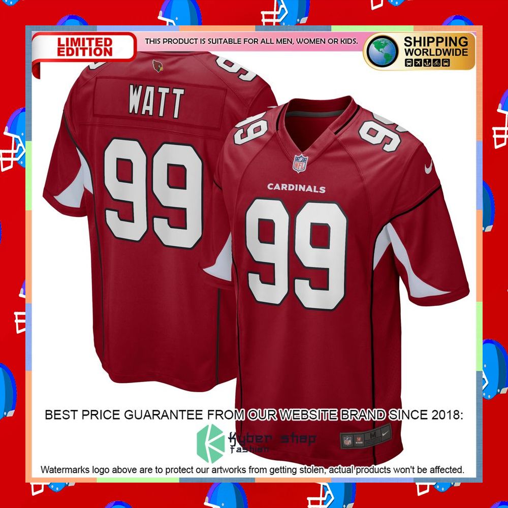 J.J. Watt Arizona Cardinals White Football Jersey 12 J.J. Watt Arizona Cardinals White Football Jersey word1