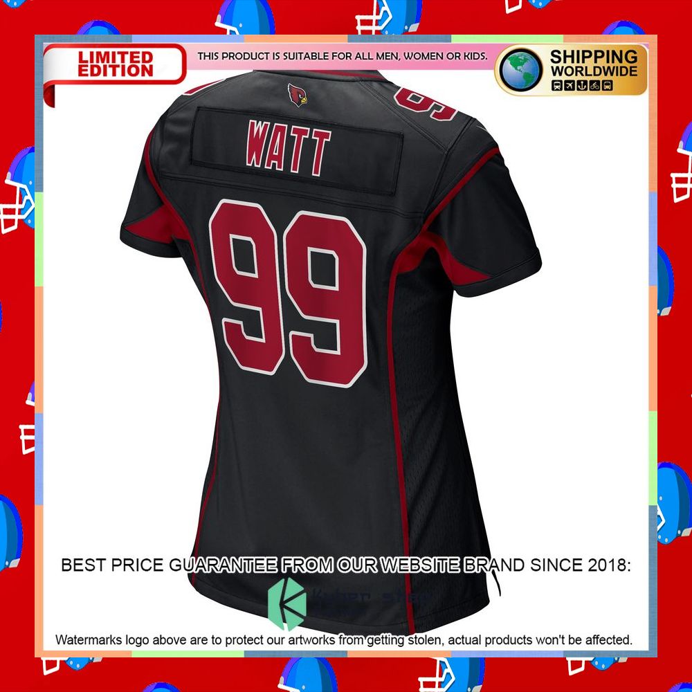 J.J. Watt Arizona Cardinals Women's 2nd Alternate Black Football Jersey 7 J.J. Watt Arizona Cardinals Women's 2nd Alternate Black Football Jersey word3