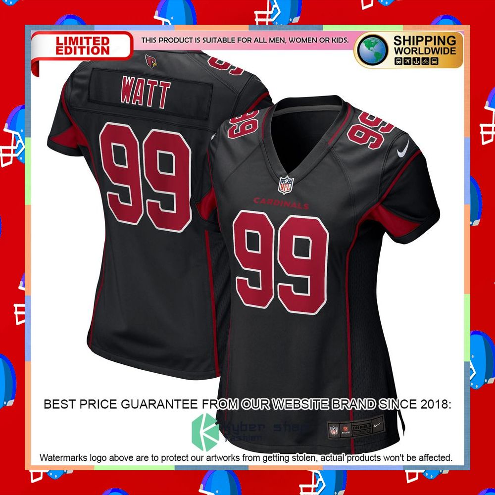 J.J. Watt Arizona Cardinals Women's 2nd Alternate Black Football Jersey 8 J.J. Watt Arizona Cardinals Women's 2nd Alternate Black Football Jersey word3