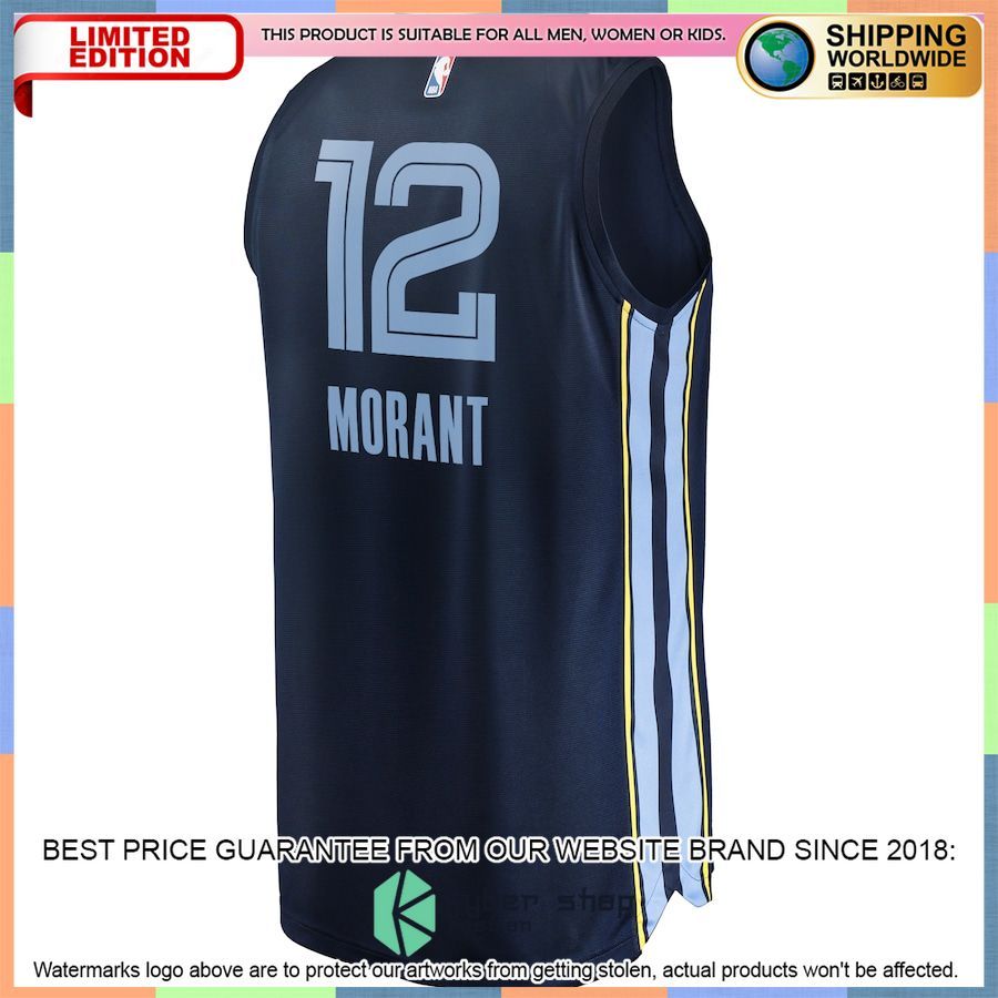 Ja Morant Memphis Grizzlies 2019-20 Navy Basketball Jersey 3 Ja Morant Memphis Grizzlies 2019-20 Navy Basketball Jersey word2
