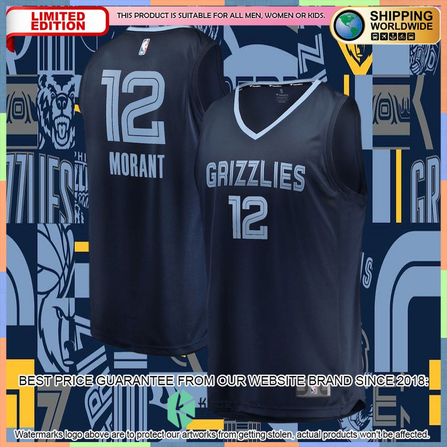 Ja Morant Memphis Grizzlies 2019-20 Navy Basketball Jersey 4 Ja Morant Memphis Grizzlies 2019-20 Navy Basketball Jersey word2