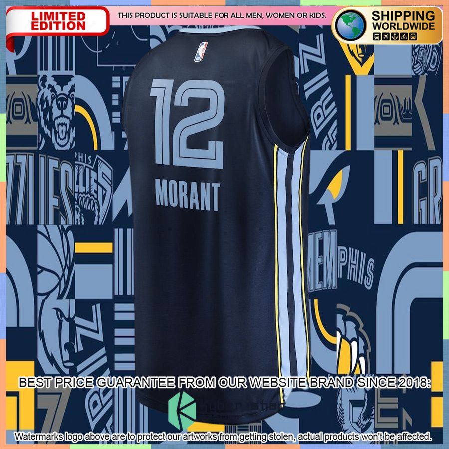 Ja Morant Memphis Grizzlies 2019-20 Navy Basketball Jersey 6 Ja Morant Memphis Grizzlies 2019-20 Navy Basketball Jersey word2