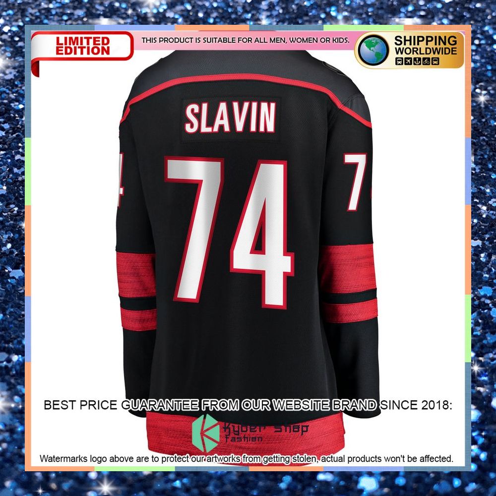 Jaccob Slavin Carolina Hurricanes Women's Home Black Hockey Jersey 8 Jaccob Slavin Carolina Hurricanes Women's Home Black Hockey Jersey word2