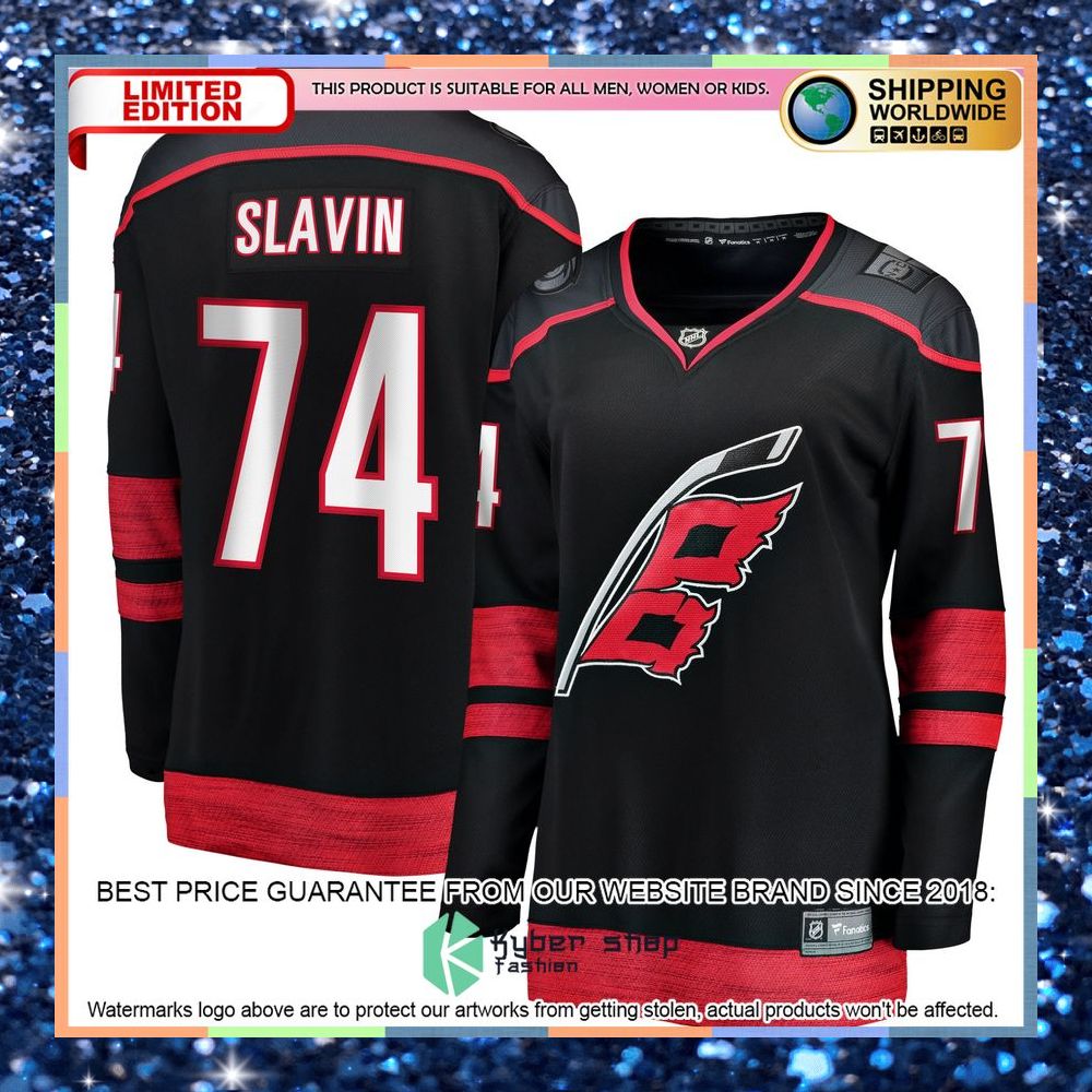 Jaccob Slavin Carolina Hurricanes Women's Home Black Hockey Jersey 9 Jaccob Slavin Carolina Hurricanes Women's Home Black Hockey Jersey word2