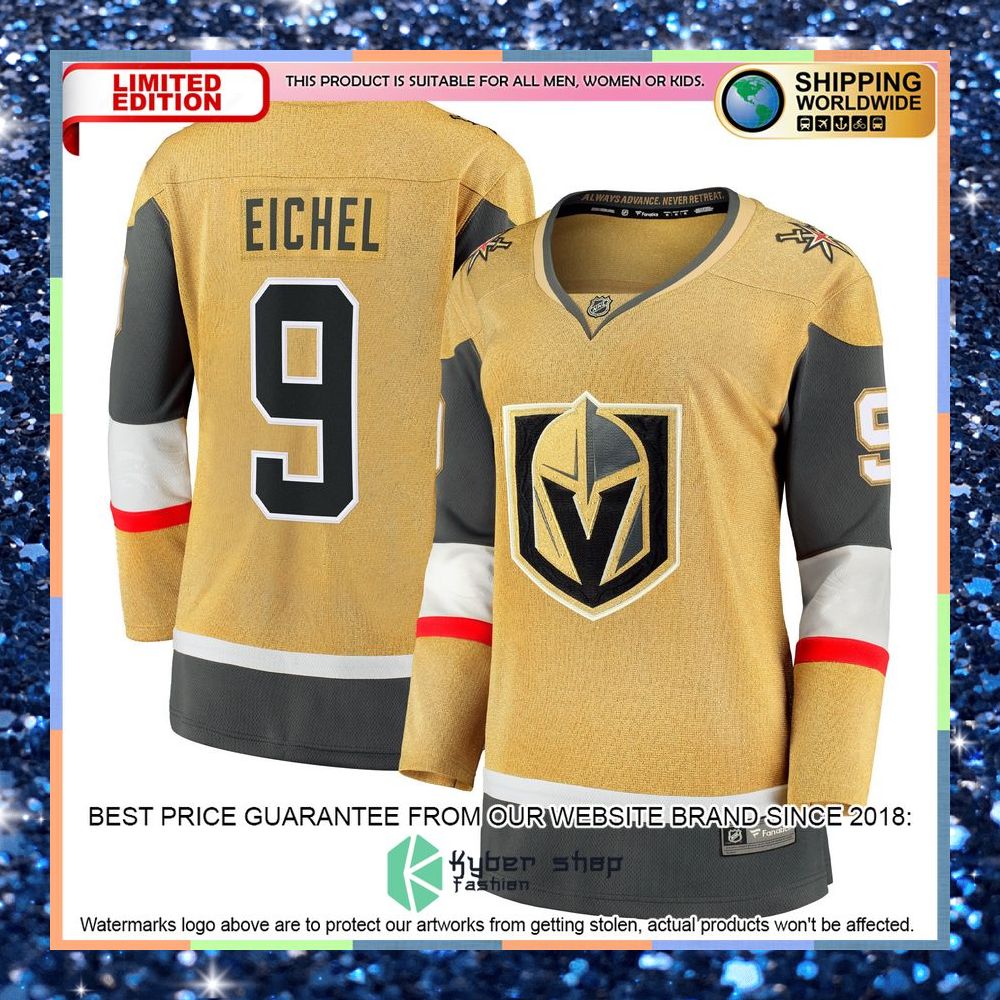 Jack Eichel Vegas Golden Knights Women's Alternate Premier Gold Hockey Jersey 5 Jack Eichel Vegas Golden Knights Women's Alternate Premier Gold Hockey Jersey word2
