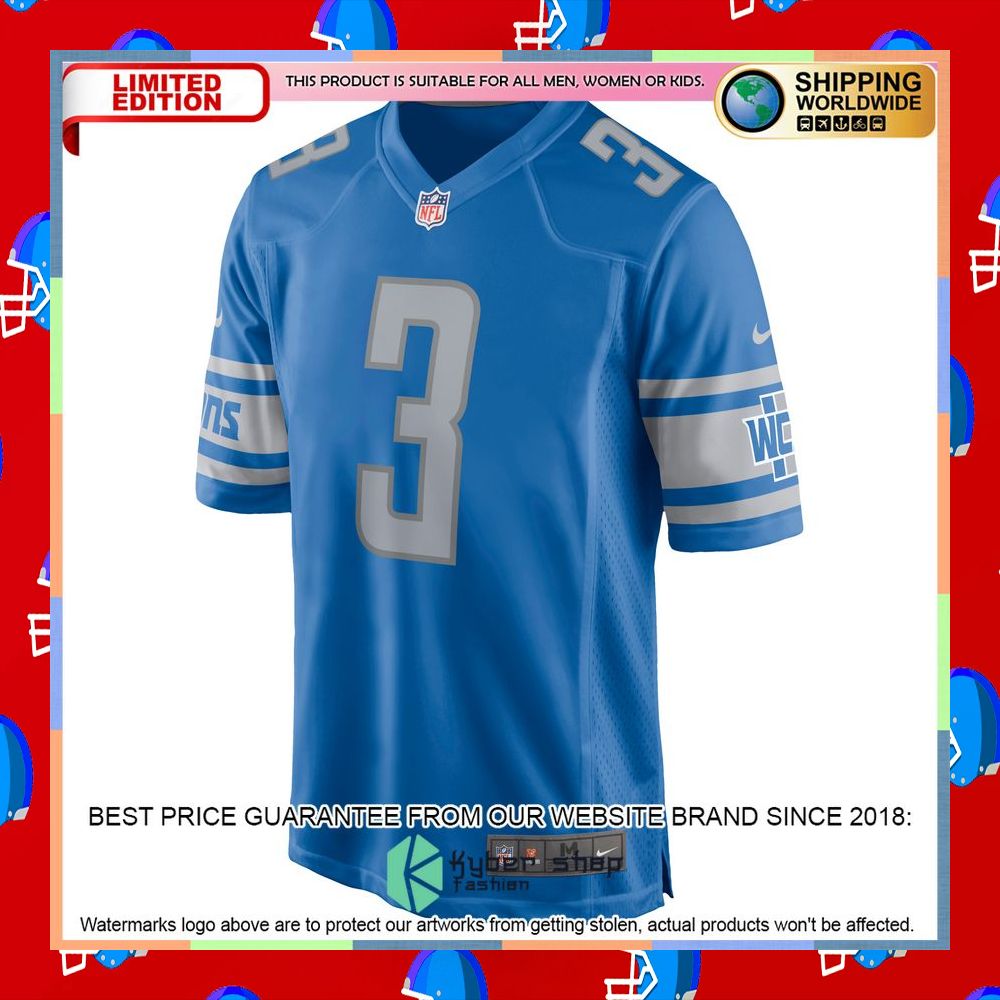 Jack Fox Detroit Lions Blue Football Jersey 6 Jack Fox Detroit Lions Blue Football Jersey word3