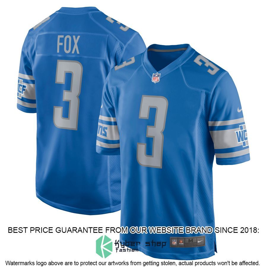 Jack Fox Detroit Lions Blue Football Jersey 4 Jack Fox Detroit Lions Blue Football Jersey word3
