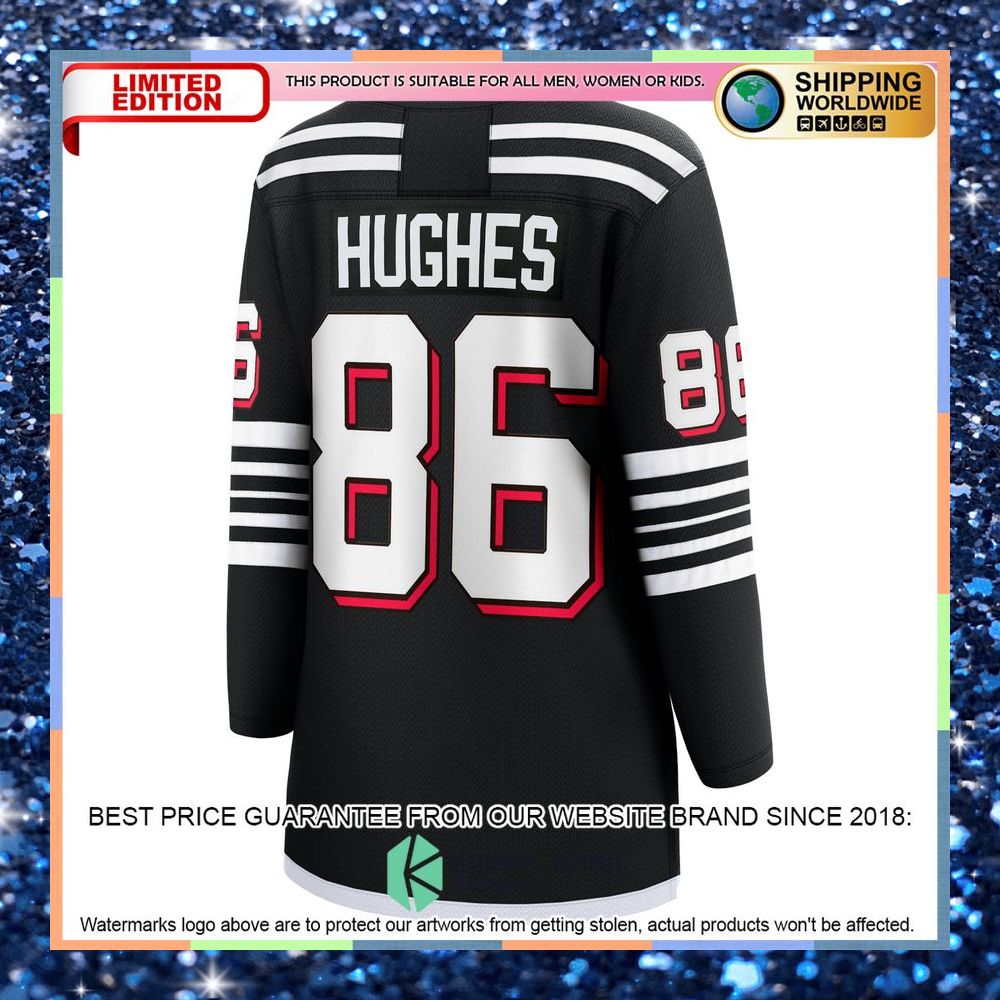 Jack Hughes New Jersey Devils Women's Alternate Premier Black Hockey Jersey 8 Jack Hughes New Jersey Devils Women's Alternate Premier Black Hockey Jersey word1