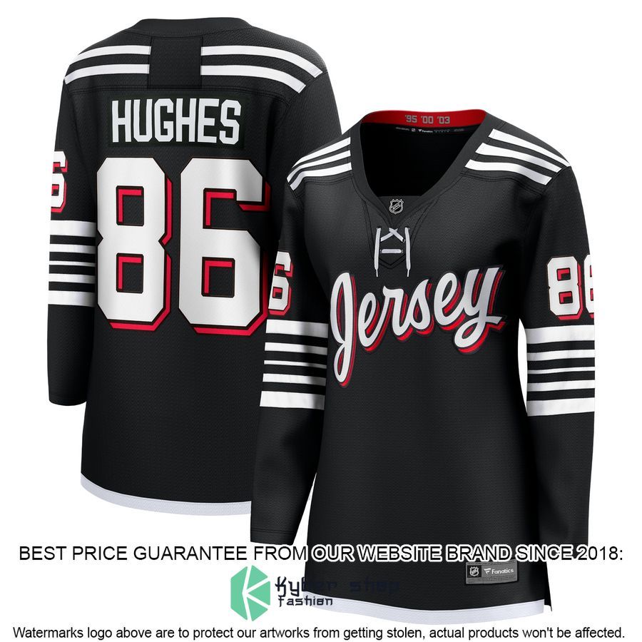 Jack Hughes New Jersey Devils Women's Alternate Premier Black Hockey Jersey 4 Jack Hughes New Jersey Devils Women's Alternate Premier Black Hockey Jersey word1