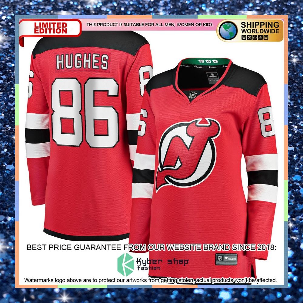 Jack Hughes New Jersey Devils Women's Home Premier Red Hockey Jersey 6 Jack Hughes New Jersey Devils Women's Home Premier Red Hockey Jersey word3