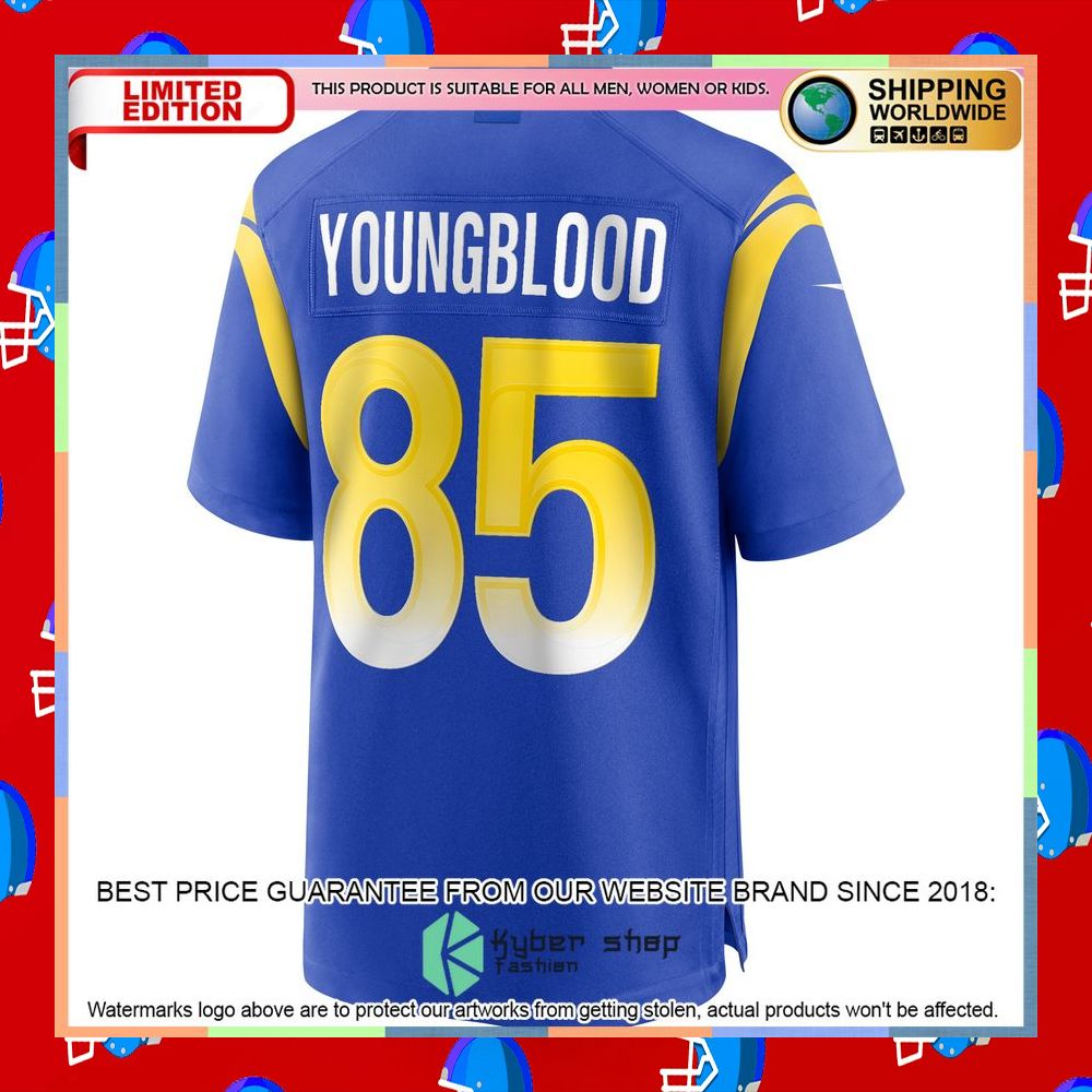 Jack Youngblood Los Angeles Rams Royal Football Jersey 7 Jack Youngblood Los Angeles Rams Royal Football Jersey word2