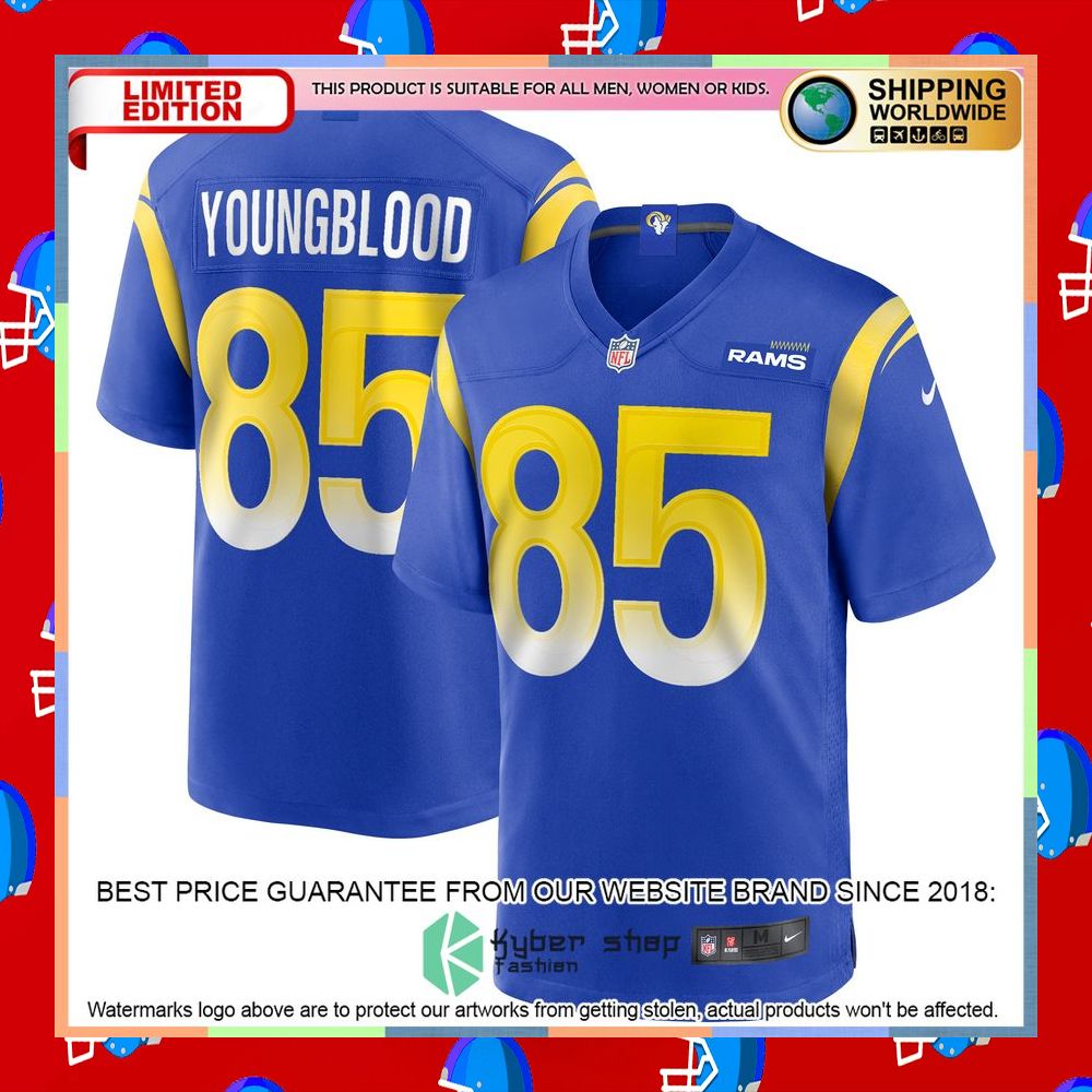 Jack Youngblood Los Angeles Rams Royal Football Jersey 8 Jack Youngblood Los Angeles Rams Royal Football Jersey word2