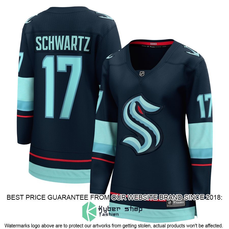 Jaden Schwartz Seattle Kraken Women's Navy Hockey Jersey