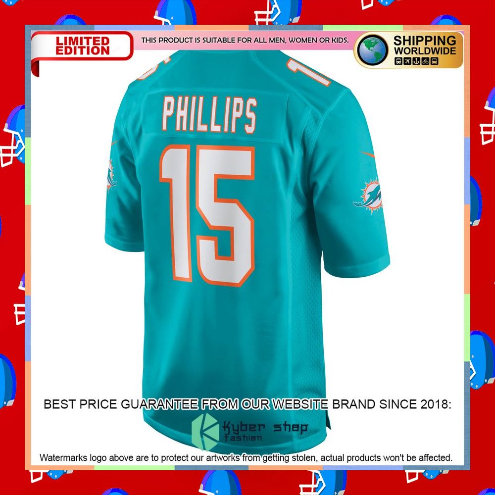 Jaelan Phillips Miami Dolphins Aqua Football Jersey 7 Jaelan Phillips Miami Dolphins Aqua Football Jersey word3