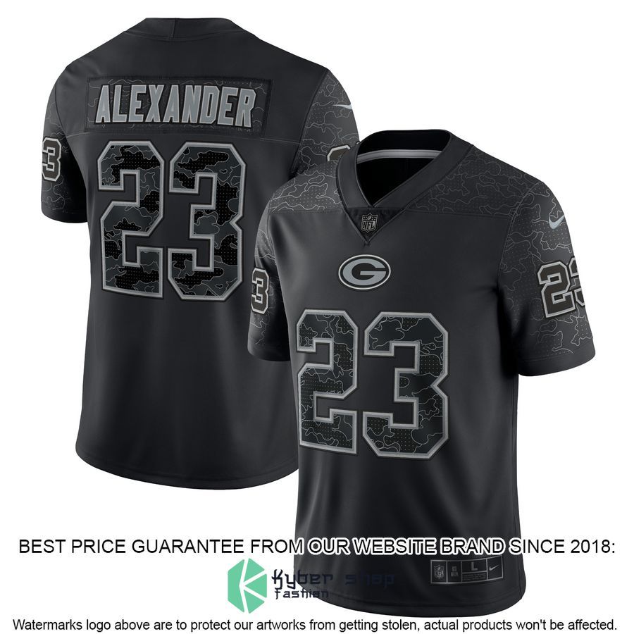 Jaire Alexander Green Bay Packers RFLCTV Black Football Jersey