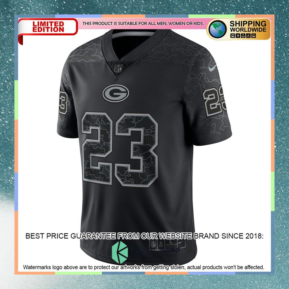Jaire Alexander Green Bay Packers RFLCTV Black Football Jersey 7 Jaire Alexander Green Bay Packers RFLCTV Black Football Jersey word3