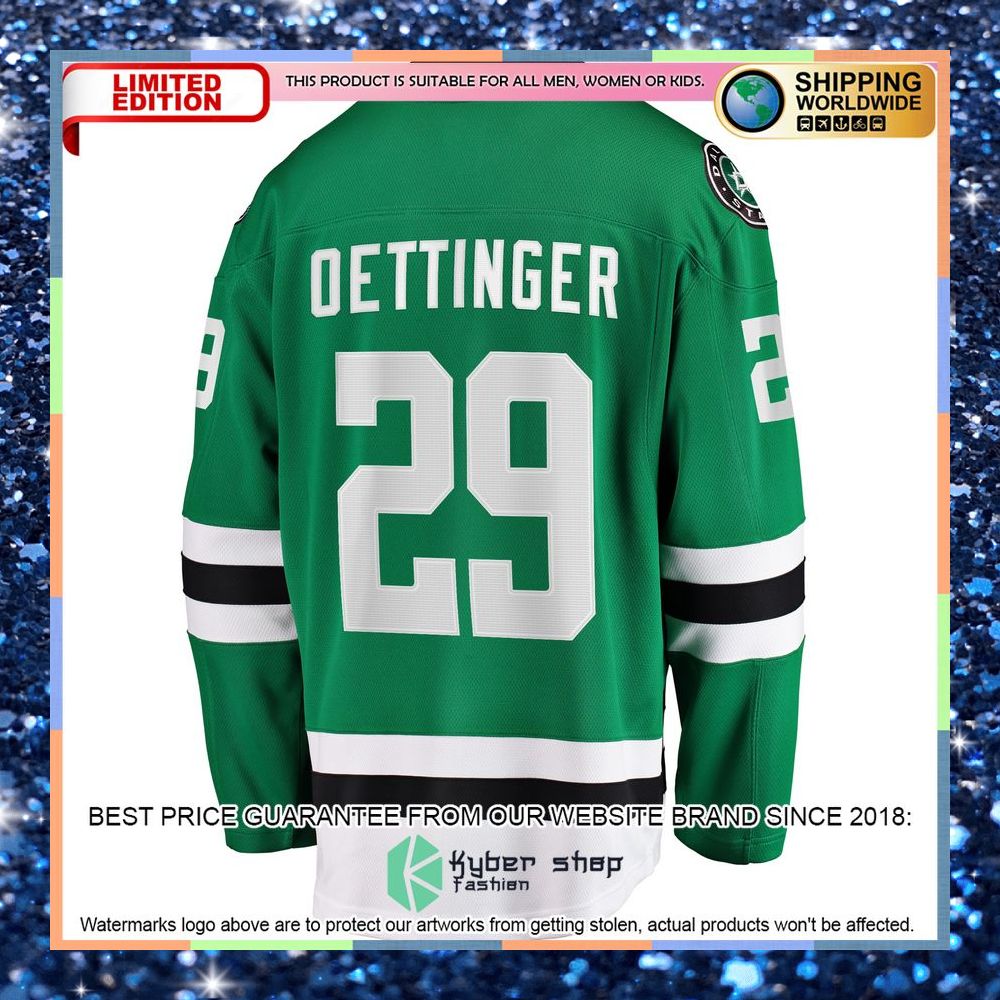 Jake Oettinger Dallas Stars Home Kelly Green Hockey Jersey 7 Jake Oettinger Dallas Stars Home Kelly Green Hockey Jersey word1