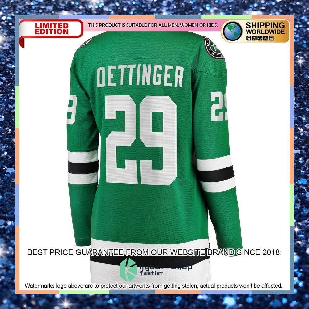 Jake Oettinger Dallas Stars Women's Home Kelly Green Hockey Jersey 7 Jake Oettinger Dallas Stars Women's Home Kelly Green Hockey Jersey word2