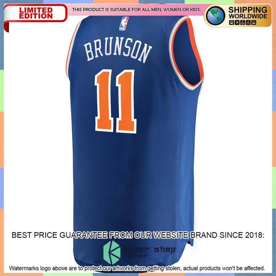 Jalen Brunson New York Knicks Blue Basketball Jersey 3 Jalen Brunson New York Knicks Blue Basketball Jersey word1