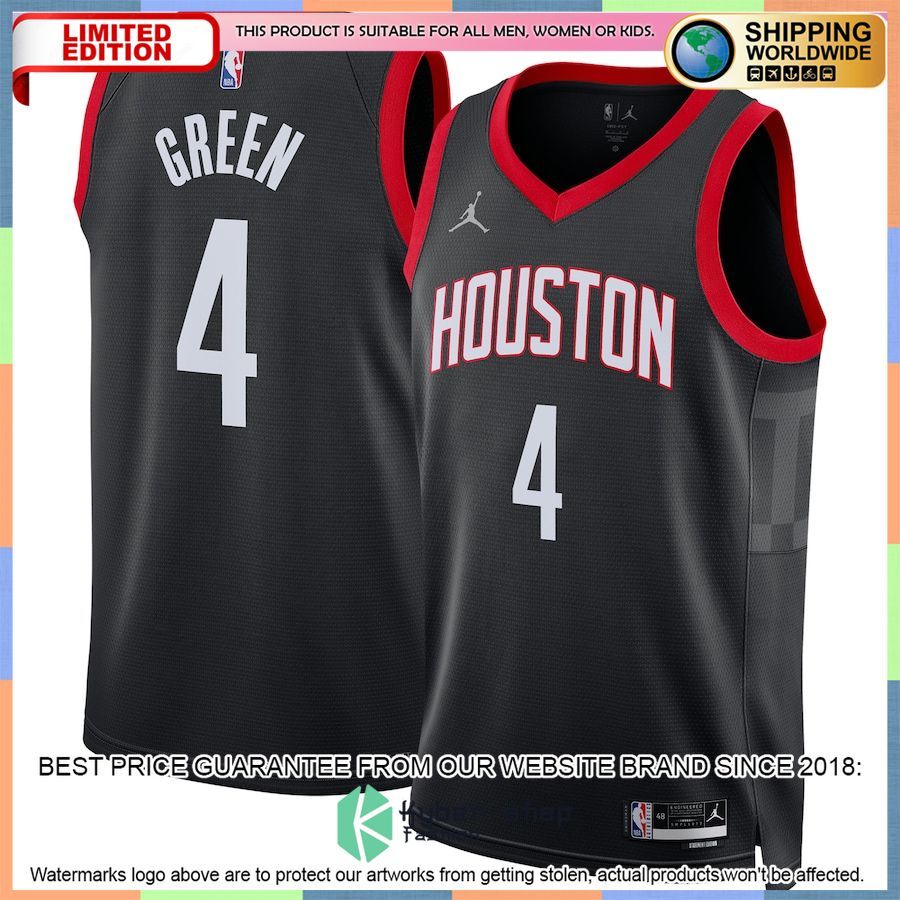 Jalen Green Houston Rockets Jordan Brand 2022-23 Black Basketball Jersey
