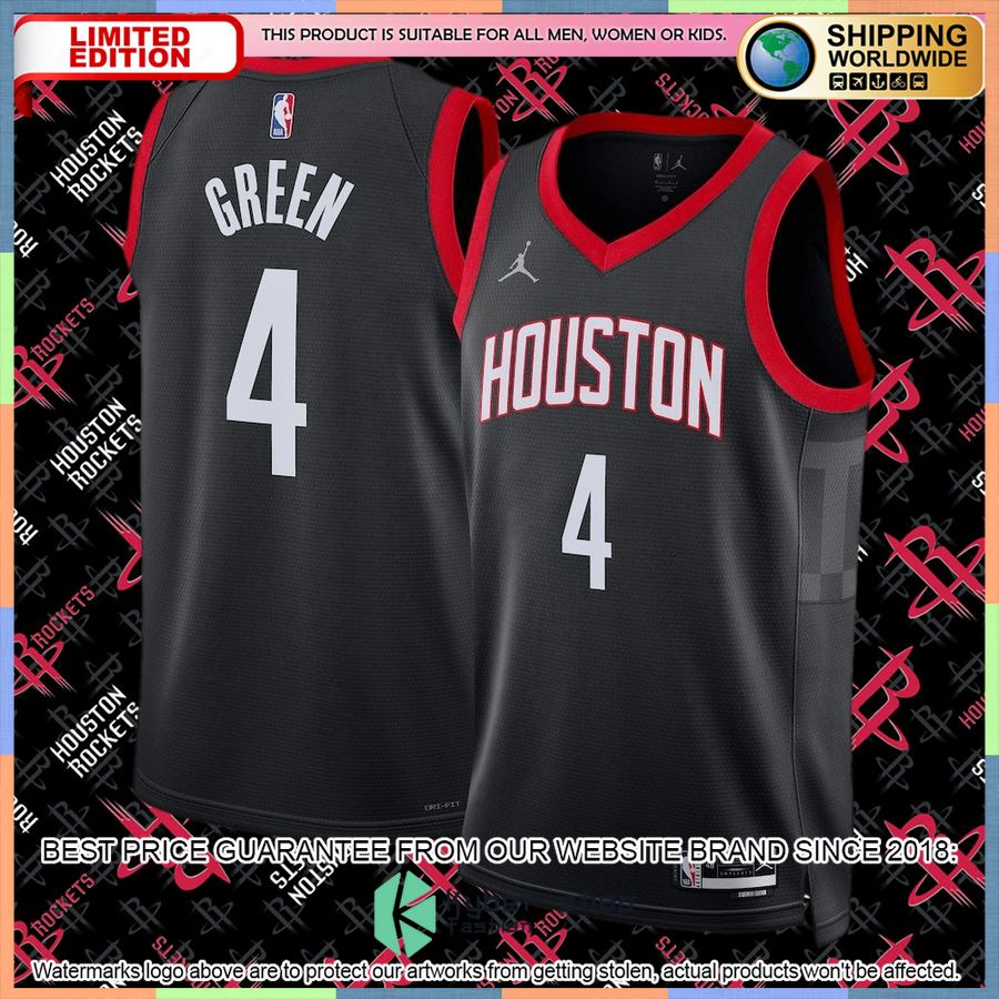 Jalen Green Houston Rockets Jordan Brand 2022-23 Black Basketball Jersey 4 Jalen Green Houston Rockets Jordan Brand 2022-23 Black Basketball Jersey word1