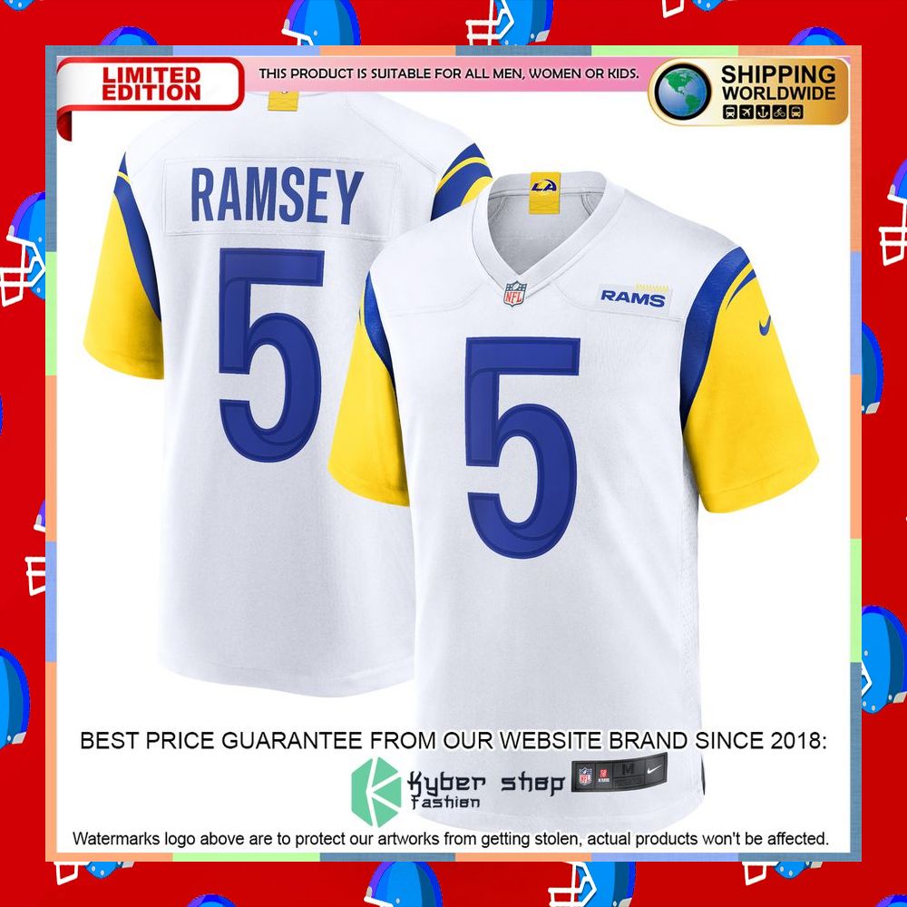 Jalen Ramsey Los Angeles Rams Alternate White Football Jersey 30 Jalen Ramsey Los Angeles Rams Alternate White Football Jersey word1