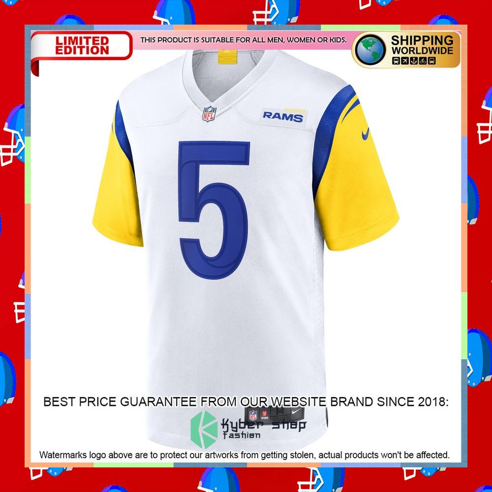 Jalen Ramsey Los Angeles Rams Alternate White Football Jersey 31 Jalen Ramsey Los Angeles Rams Alternate White Football Jersey word1