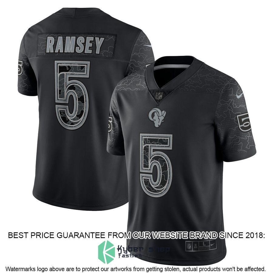Jalen Ramsey Los Angeles Rams RFLCTV Black Football Jersey