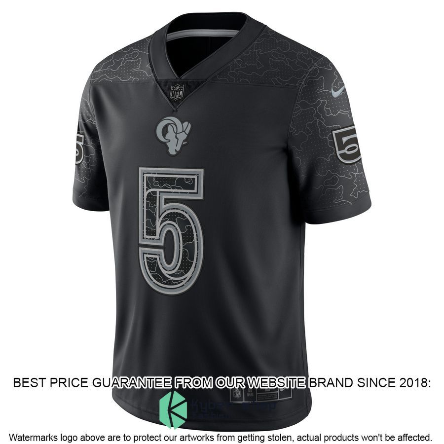 Jalen Ramsey Los Angeles Rams RFLCTV Black Football Jersey 3 Jalen Ramsey Los Angeles Rams RFLCTV Black Football Jersey word3