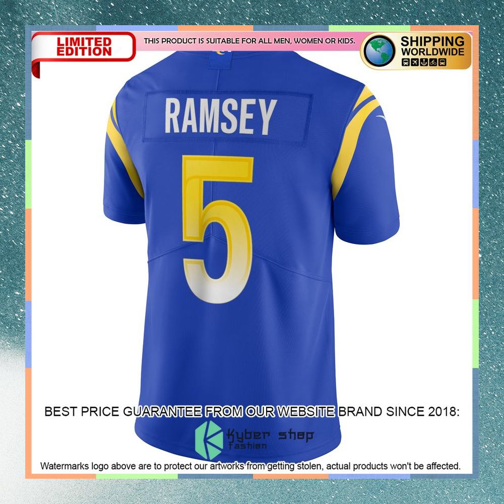 Jalen Ramsey Los Angeles Rams Team Vapor Royal Football Jersey 7 Jalen Ramsey Los Angeles Rams Team Vapor Royal Football Jersey word3