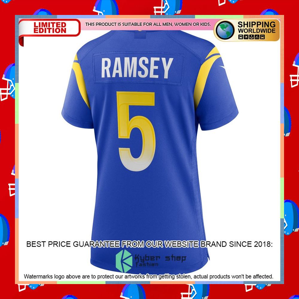Jalen Ramsey Los Angeles Rams Women's Team Royal Football Jersey 7 Jalen Ramsey Los Angeles Rams Women's Team Royal Football Jersey word3