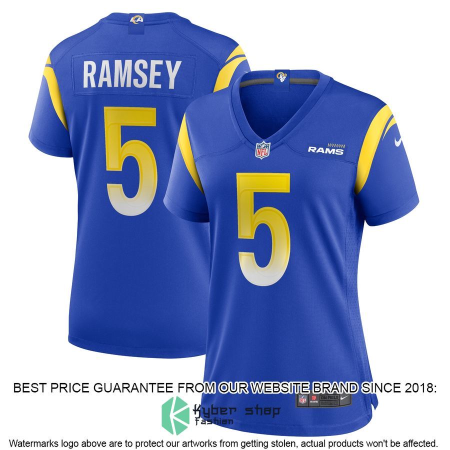 Jalen Ramsey Los Angeles Rams Women's Team Royal Football Jersey 4 Jalen Ramsey Los Angeles Rams Women's Team Royal Football Jersey word3