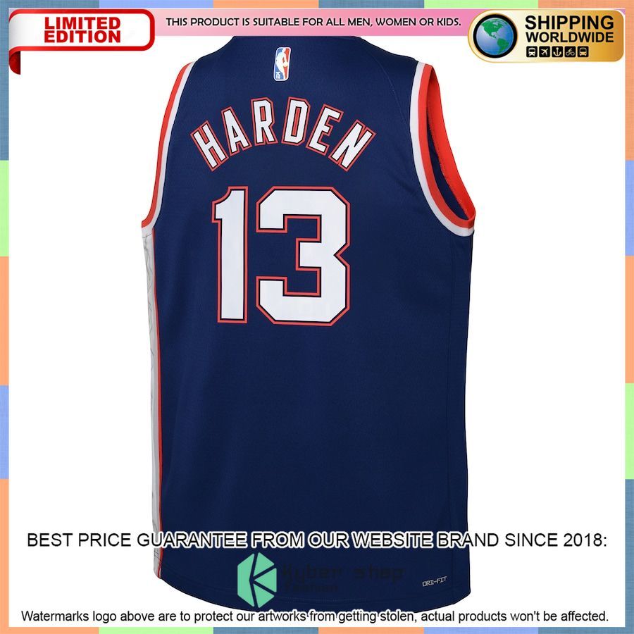 James Harden Brooklyn Nets Nike Youth 2021-22 Navy Basketball Jersey 3 James Harden Brooklyn Nets Nike Youth 2021-22 Navy Basketball Jersey word3