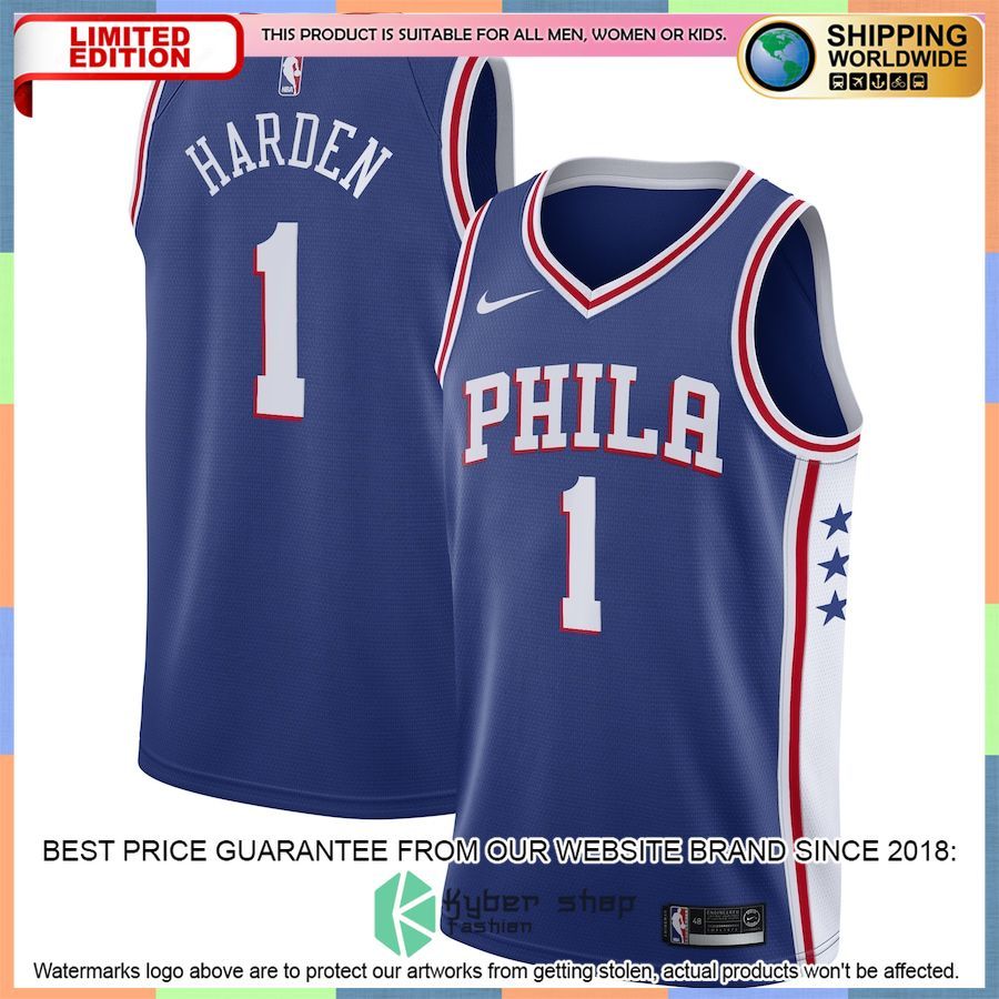James Harden Philadelphia 76ers Nike 2021-22 Royal Basketball Jersey