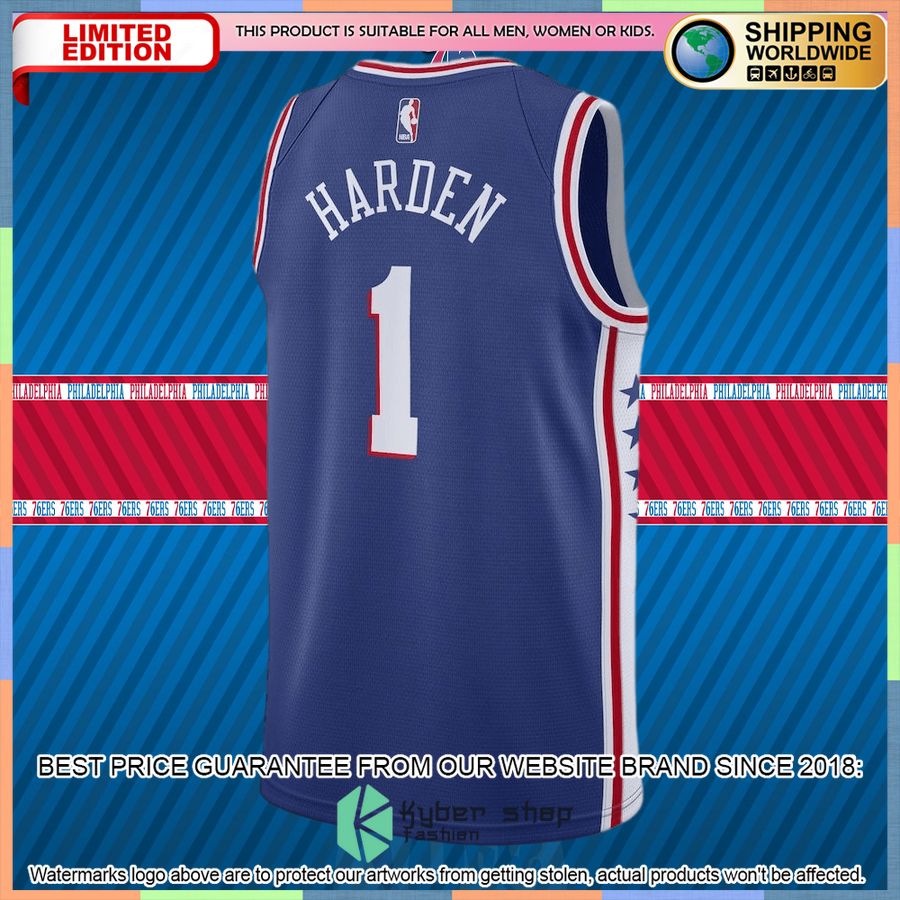 James Harden Philadelphia 76ers Nike 2021-22 Royal Basketball Jersey 6 James Harden Philadelphia 76ers Nike 2021-22 Royal Basketball Jersey word1