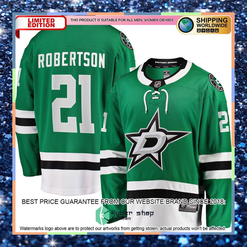 Jason Robertson Dallas Stars 2017-18 Home Replica Kelly Green Hockey Jersey 5 Jason Robertson Dallas Stars 2017-18 Home Replica Kelly Green Hockey Jersey word3