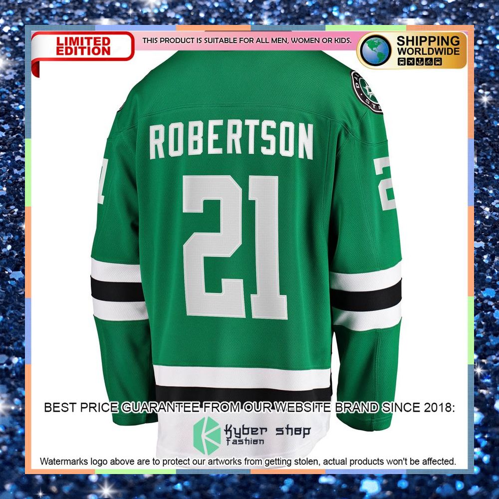 Jason Robertson Dallas Stars 2017-18 Home Replica Kelly Green Hockey Jersey 7 Jason Robertson Dallas Stars 2017-18 Home Replica Kelly Green Hockey Jersey word3
