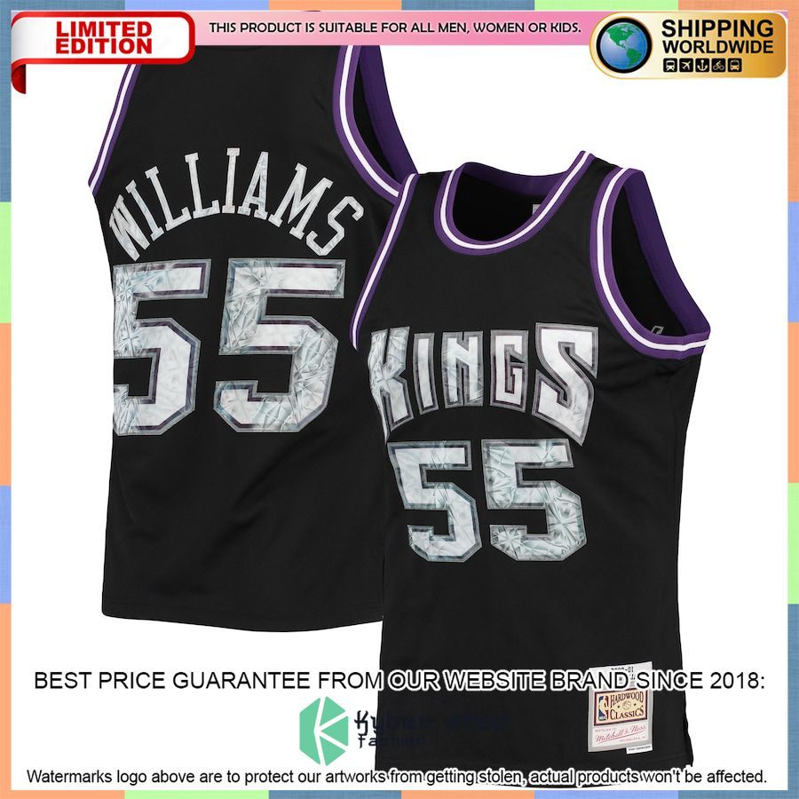 Jason Williams Sacramento Kings Mitchell & Ness 1996-97 Hardwood Classics NBA 75th Anniversary Diamond Black Basketball Jersey