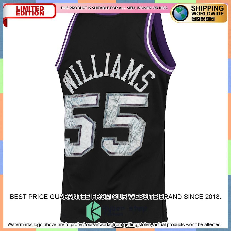 Jason Williams Sacramento Kings Mitchell & Ness 1996-97 Hardwood Classics NBA 75th Anniversary Diamond Black Basketball Jersey 3 Jason Williams Sacramento Kings Mitchell & Ness 1996-97 Hardwood Classics NBA 75th Anniversary Diamond Black Basketball Jersey word3