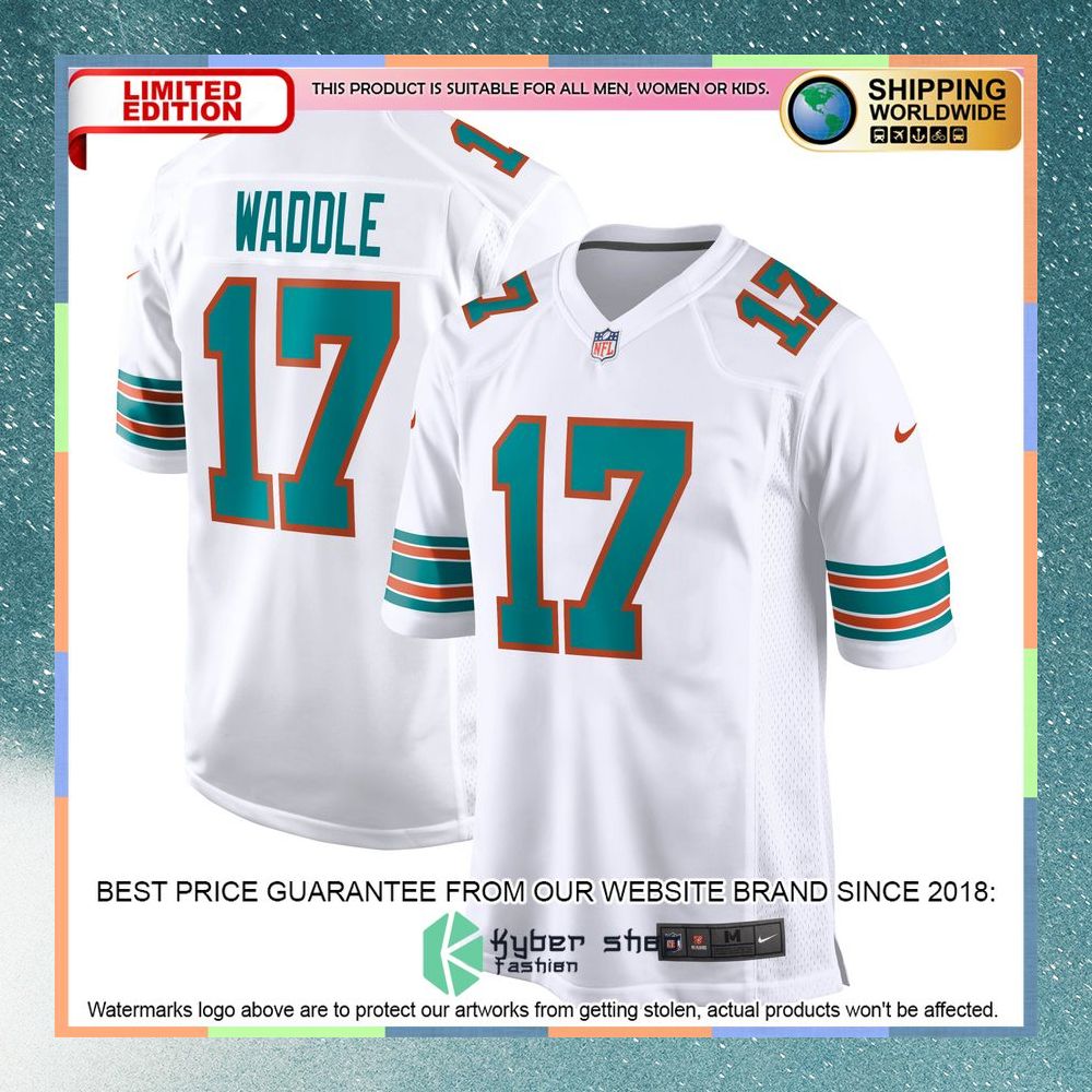 Jaylen Waddle Miami Dolphins White Football Jersey 5 Jaylen Waddle Miami Dolphins White Football Jersey word1