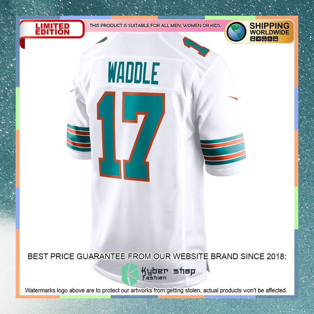Jaylen Waddle Miami Dolphins White Football Jersey 7 Jaylen Waddle Miami Dolphins White Football Jersey word1