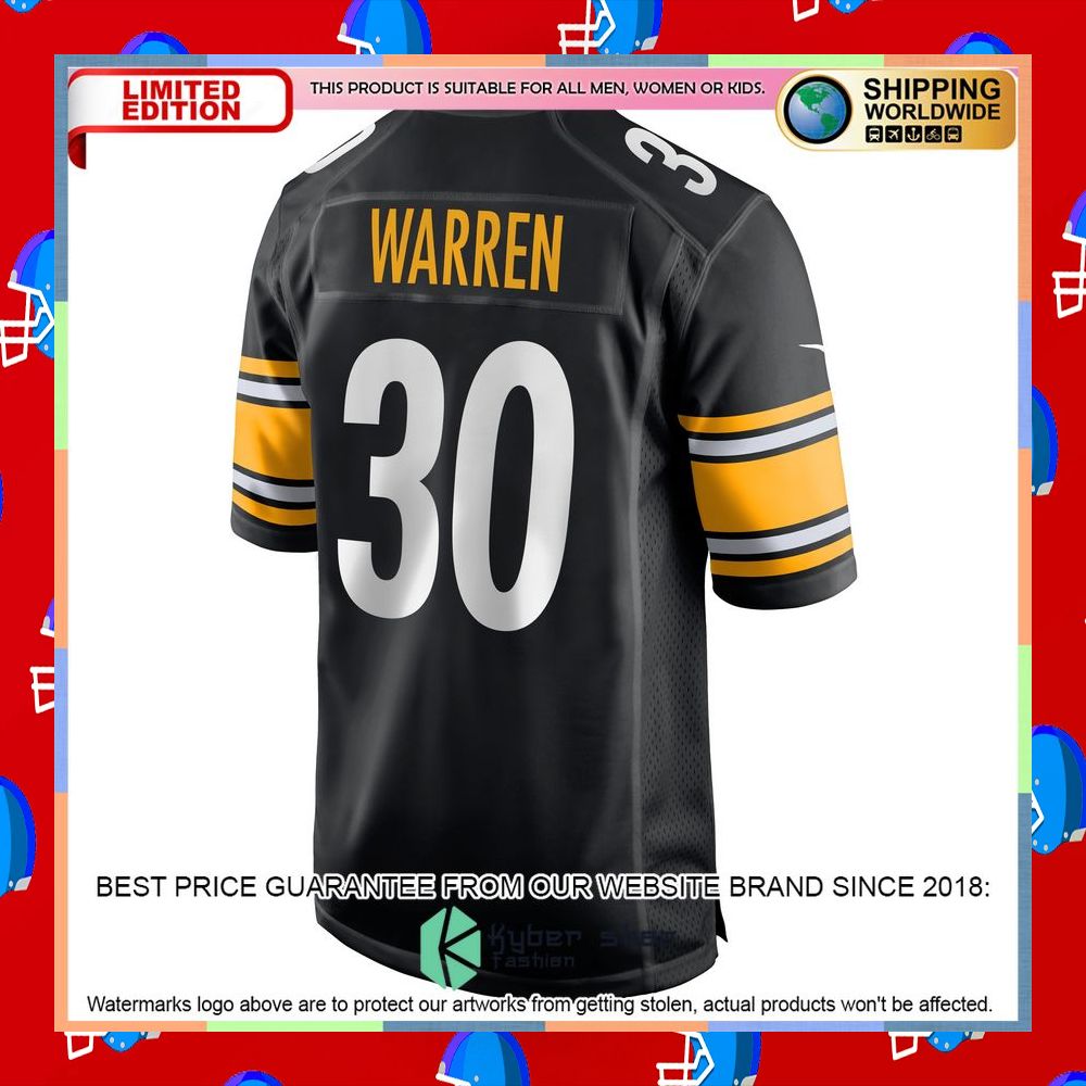 Jaylen Warren Pittsburgh Steelers Black Football Jersey 7 Jaylen Warren Pittsburgh Steelers Black Football Jersey word1