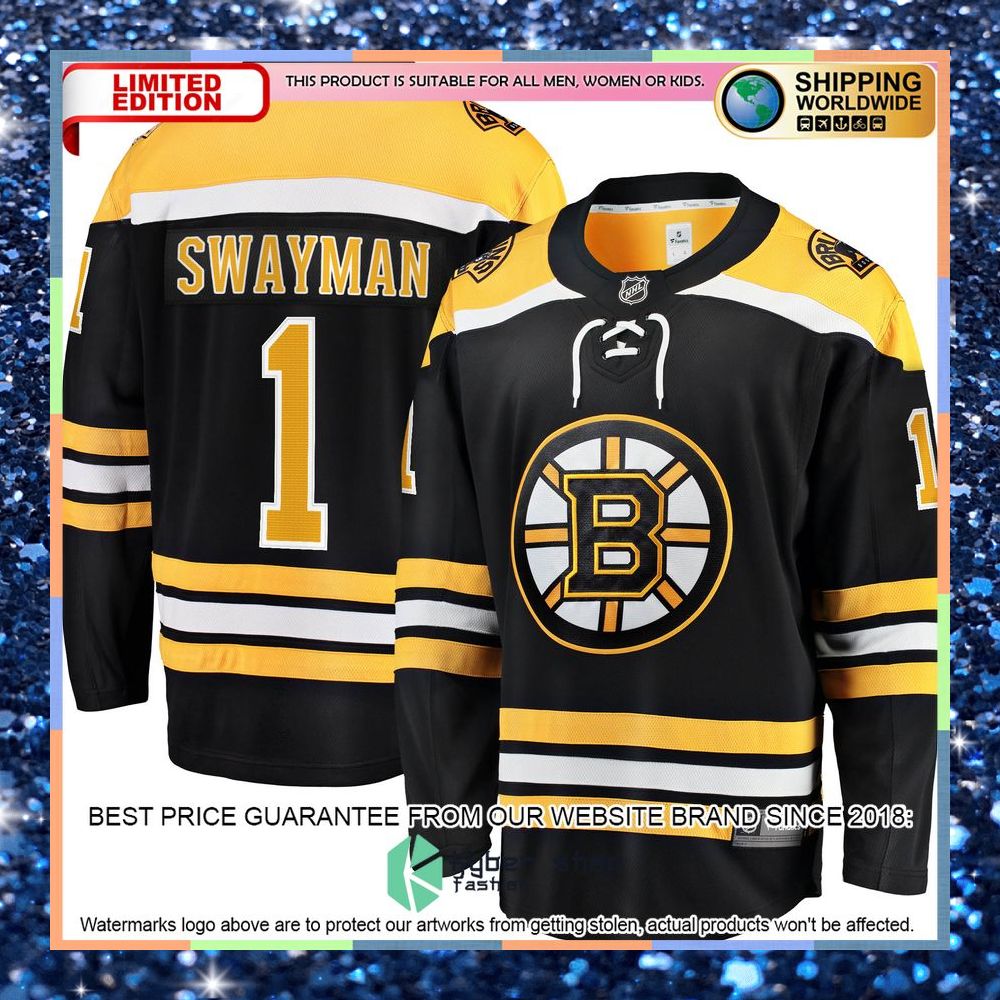 Jeremy Swayman Boston Bruins 2017-18 Home Replica Black Hockey Jersey 5 Jeremy Swayman Boston Bruins 2017-18 Home Replica Black Hockey Jersey word3