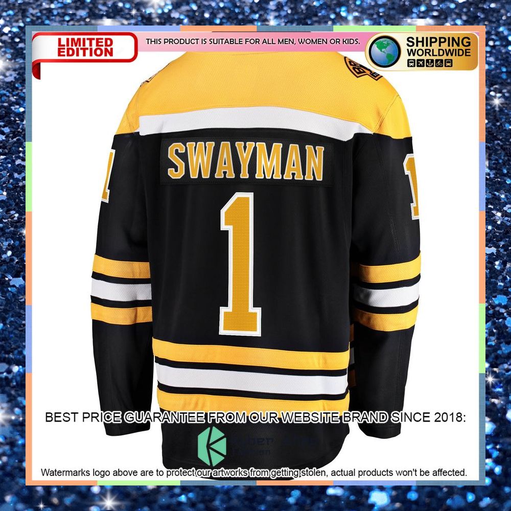 Jeremy Swayman Boston Bruins 2017-18 Home Replica Black Hockey Jersey 7 Jeremy Swayman Boston Bruins 2017-18 Home Replica Black Hockey Jersey word3