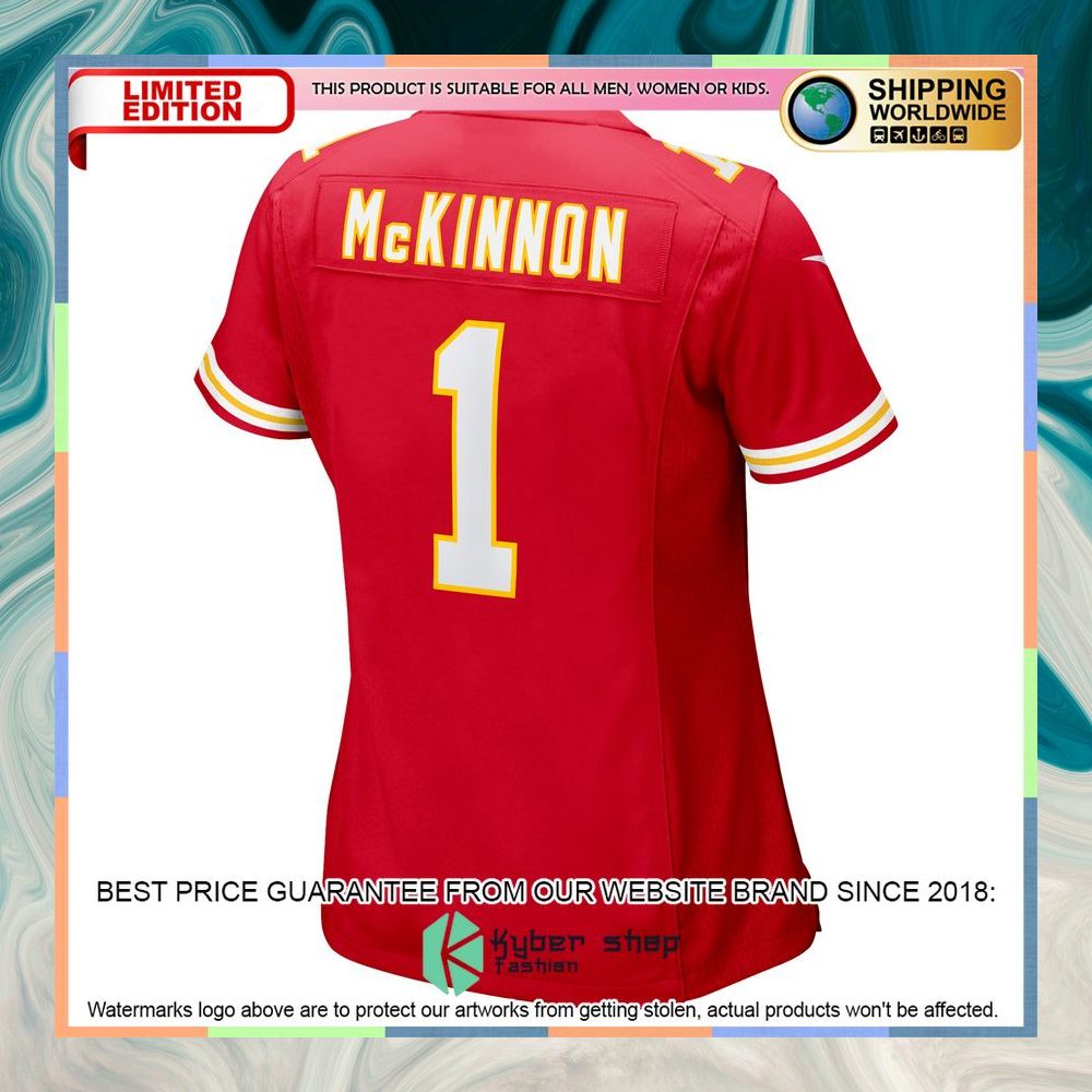 Jerick McKinnon Kansas City Chiefs Women's Red Football Jersey 7 Jerick McKinnon Kansas City Chiefs Women's Red Football Jersey word1